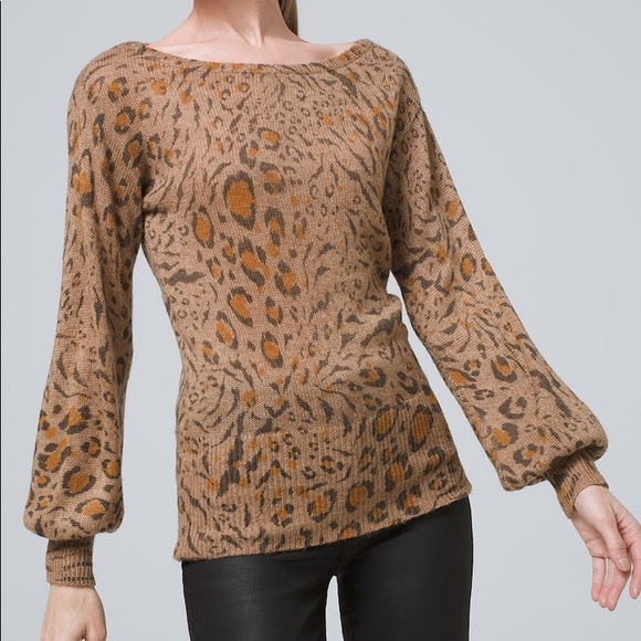 WHBM Animal Print Mock-neck Sweater - Picture 1 of 8
